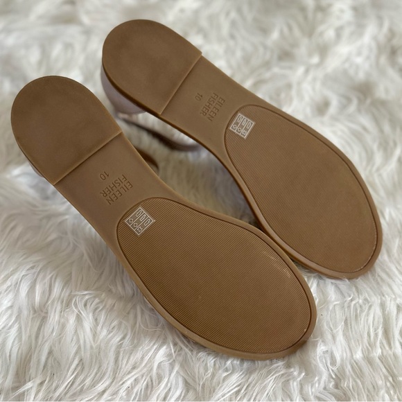 EILEEN FISHER 10 NEW Razz Tumbled Leather Ankle Strap Sandals in Chalk NIB NWT - Picture 9 of 16